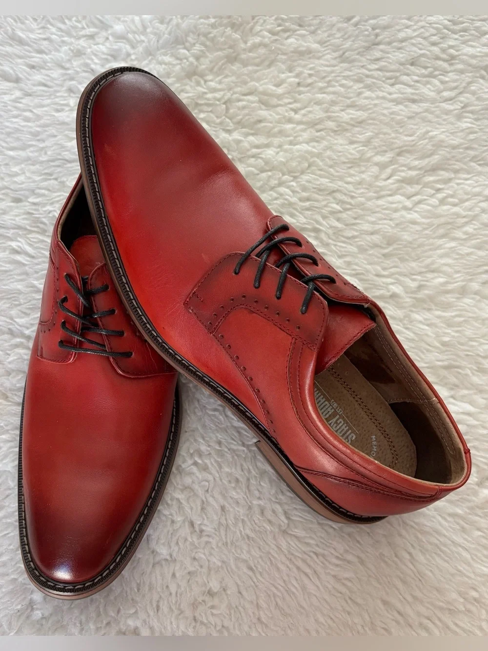 Stacy Adam’s Men's Red/Brown Gradient Leather Memory foam Derby Shoes size 12 M